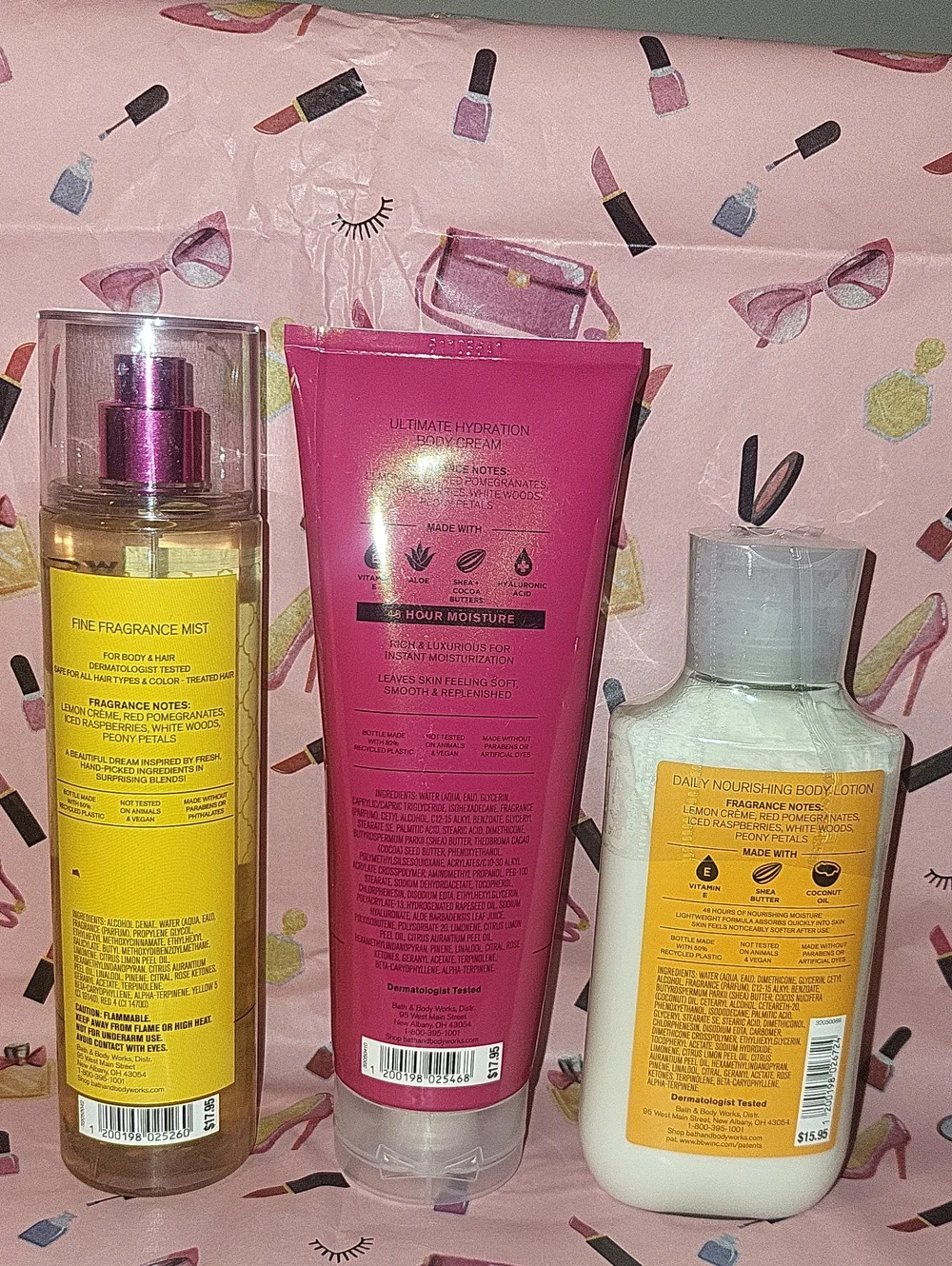Bath & Body Works 3 Pc. Lemon Pomegranate Cream Set Mist/Body Cream & Lotion NEW